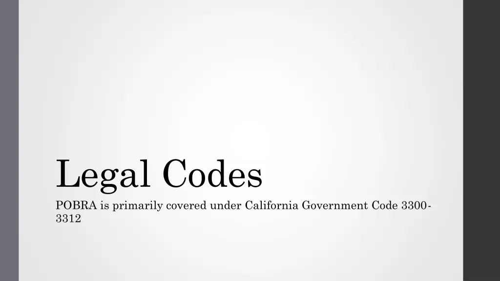 legal codes pobra is primarily covered under