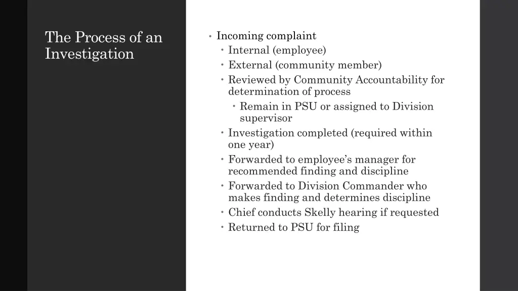the process of an investigation