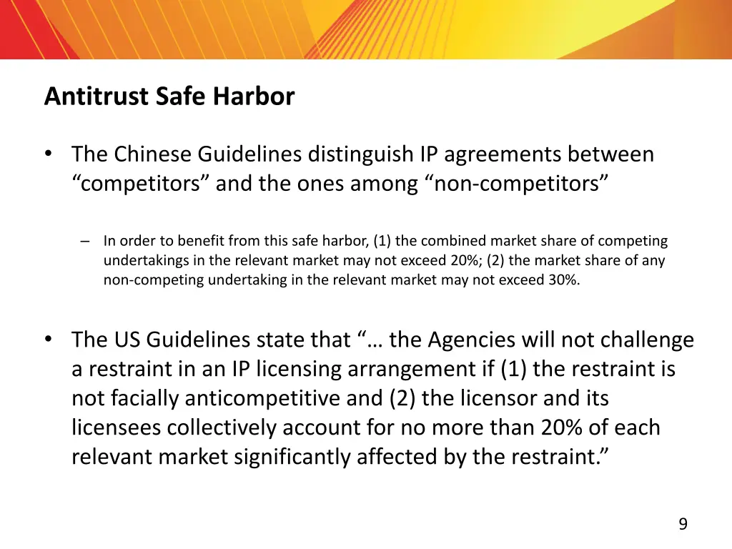 antitrust safe harbor