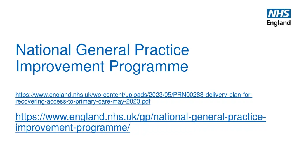 national general practice improvement programme