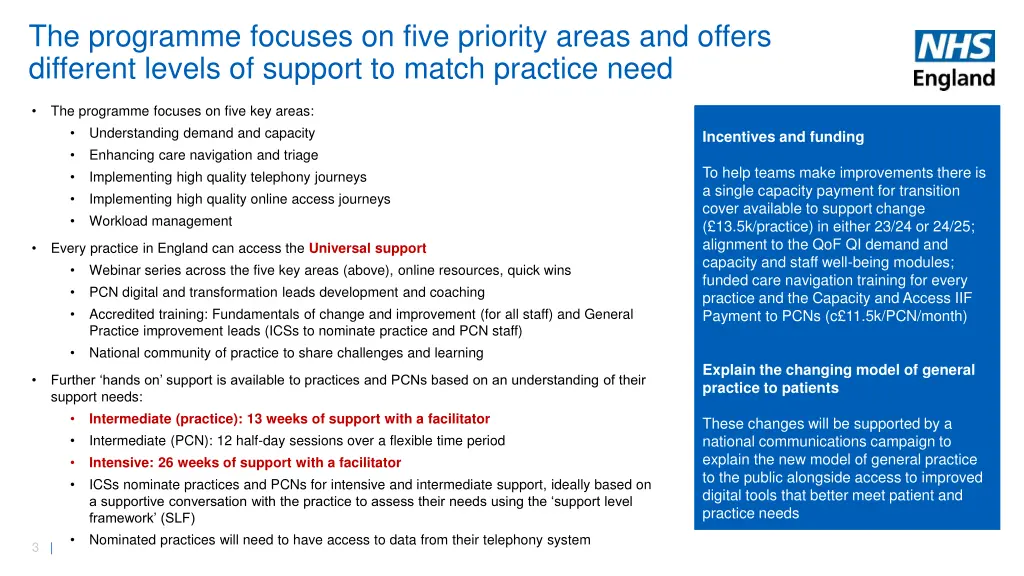 the programme focuses on five priority areas