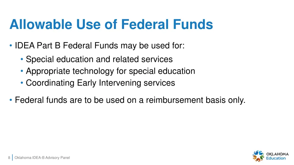 allowable use of federal funds