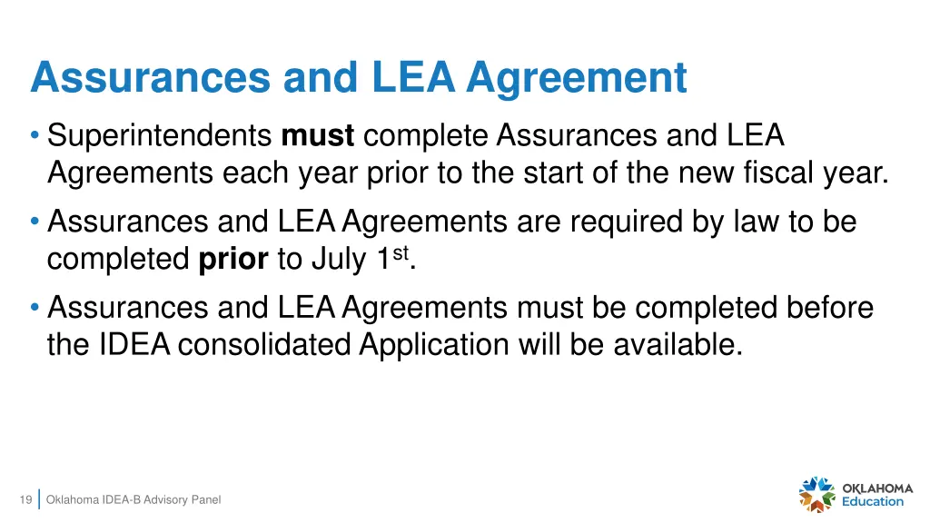assurances and lea agreement superintendents must