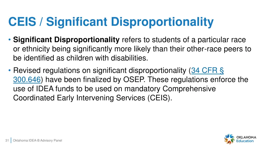 ceis significant disproportionality