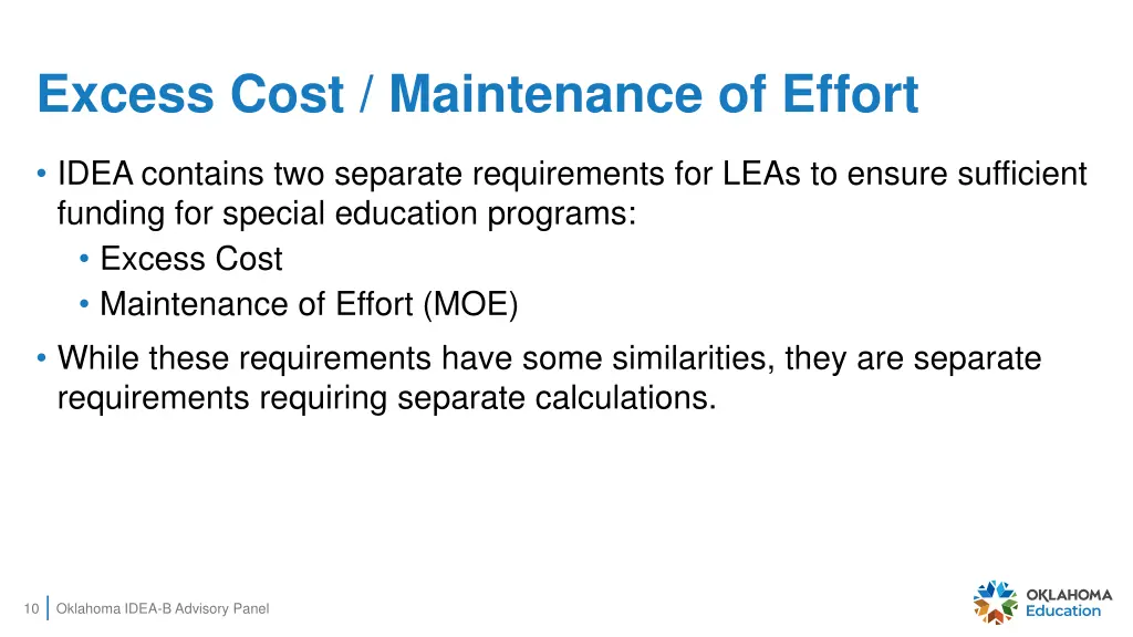 excess cost maintenance of effort 1
