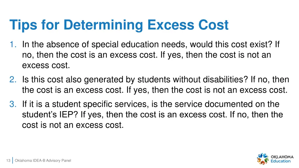 tips for determining excess cost