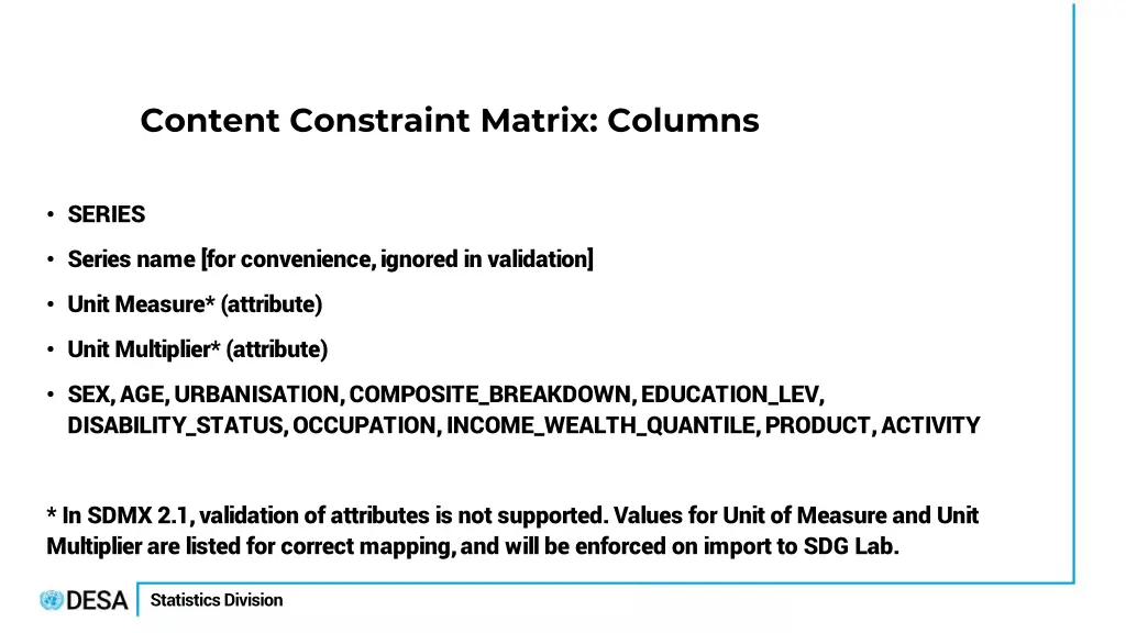 content constraint matrix columns