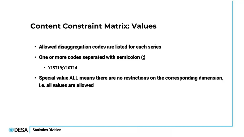 content constraint matrix values