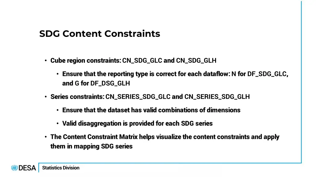 sdg content constraints