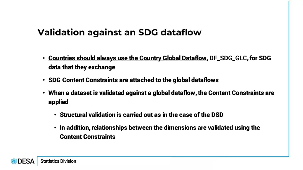 validation against an sdg dataflow