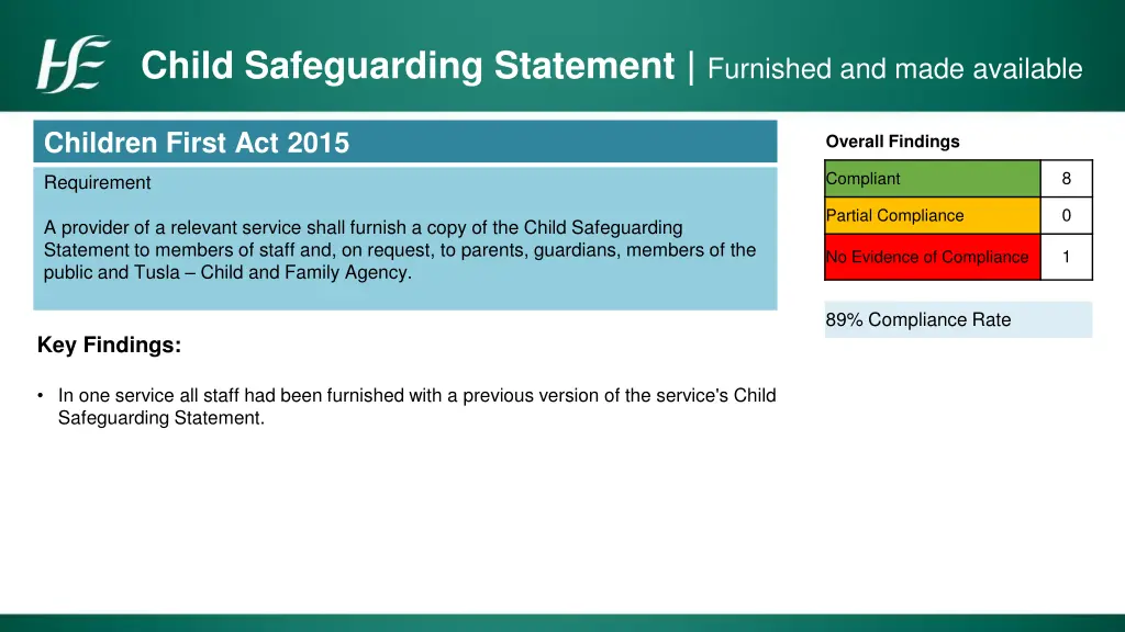 child safeguarding statement furnished and made