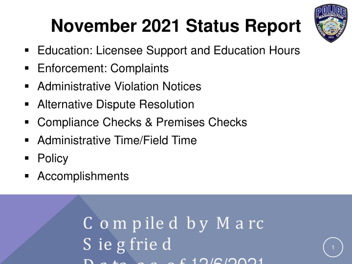 november 2021 status report