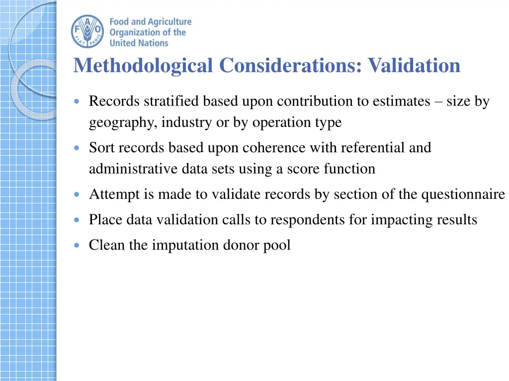 methodological considerations validation