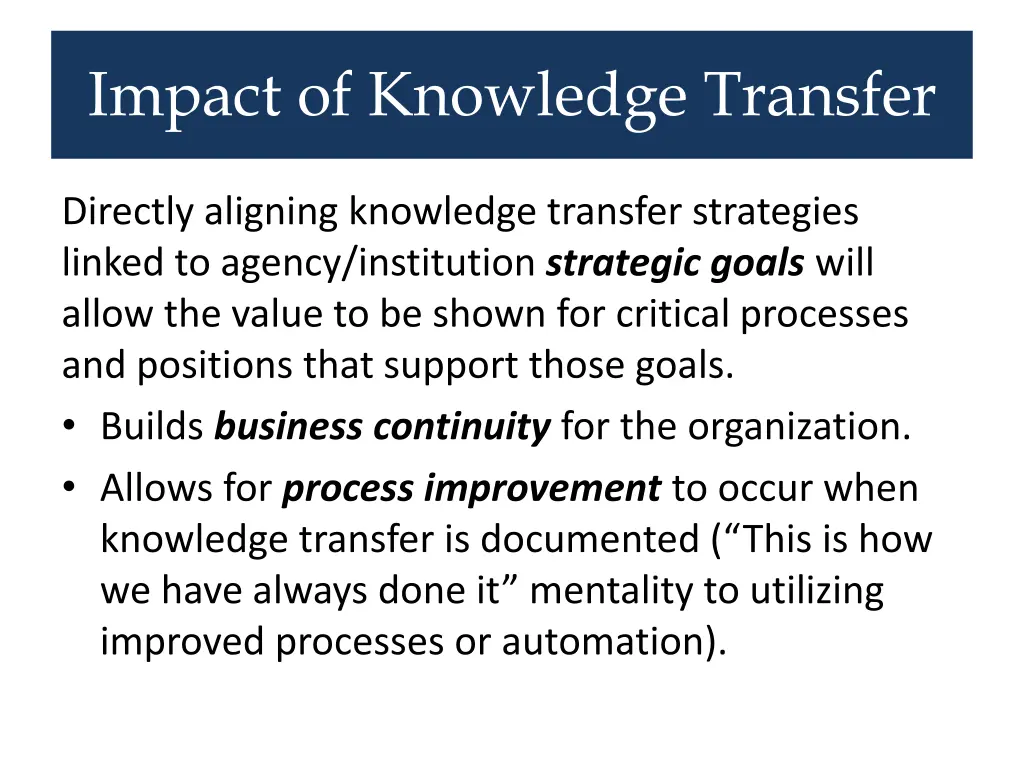 impact of knowledge transfer