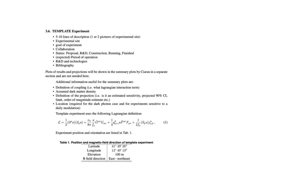 latex template for experiments