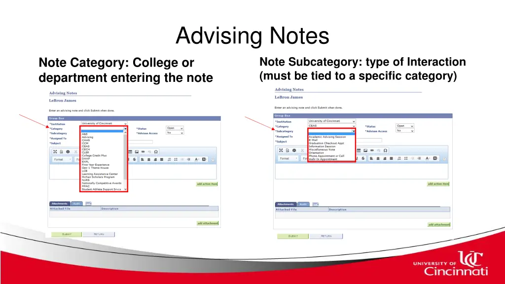 advising notes