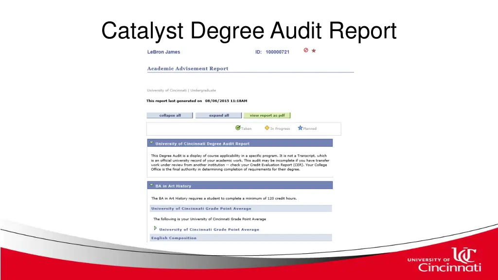 catalyst degree audit report