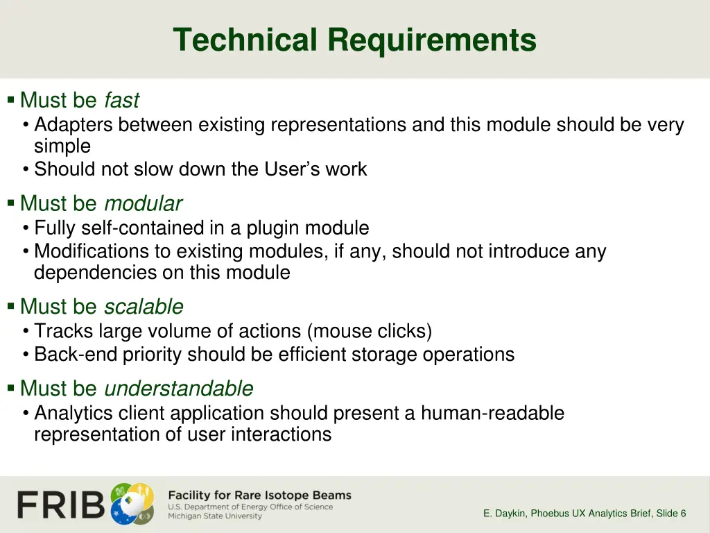 technical requirements