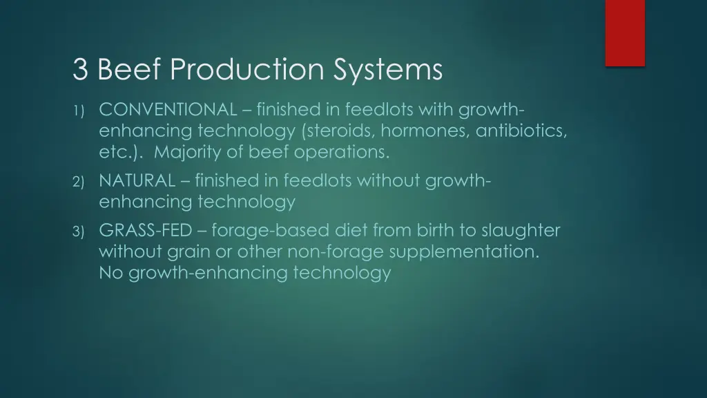 3 beef production systems