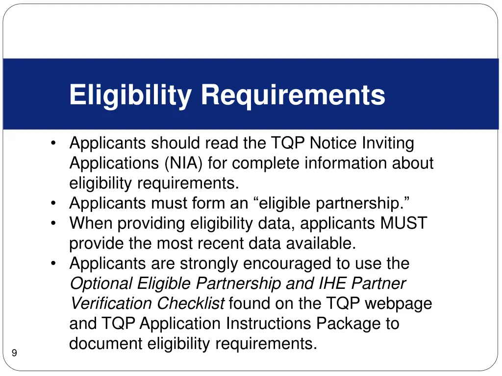 eligibility requirements