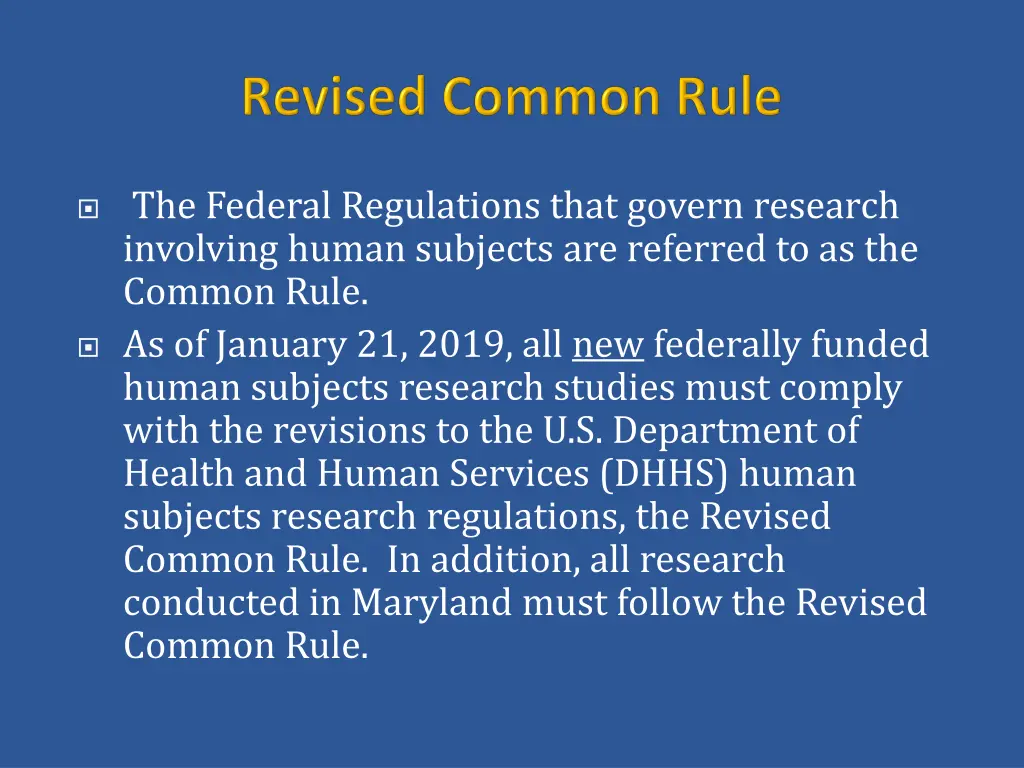 the federal regulations that govern research