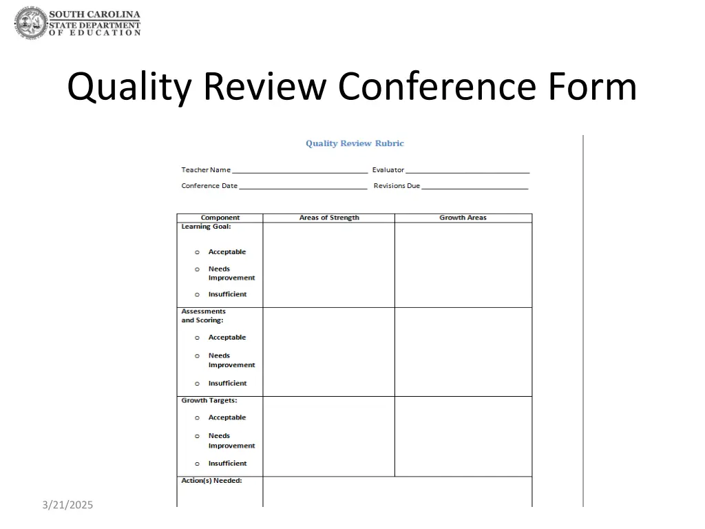 quality review conference form