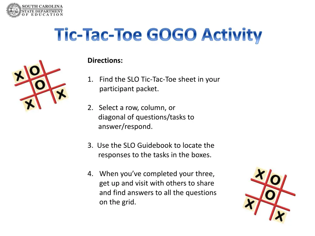 tic tac toe gogo activity