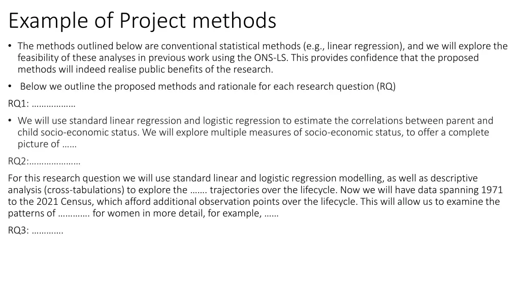 example of project methods