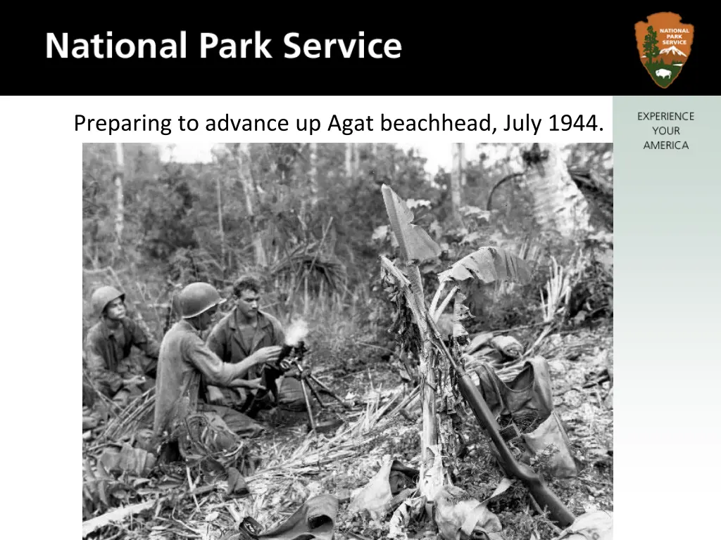 preparing to advance up agat beachhead july 1944