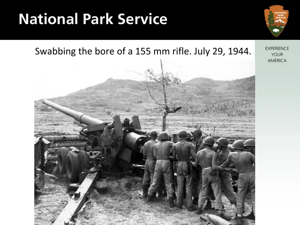 swabbing the bore of a 155 mm rifle july 29 1944