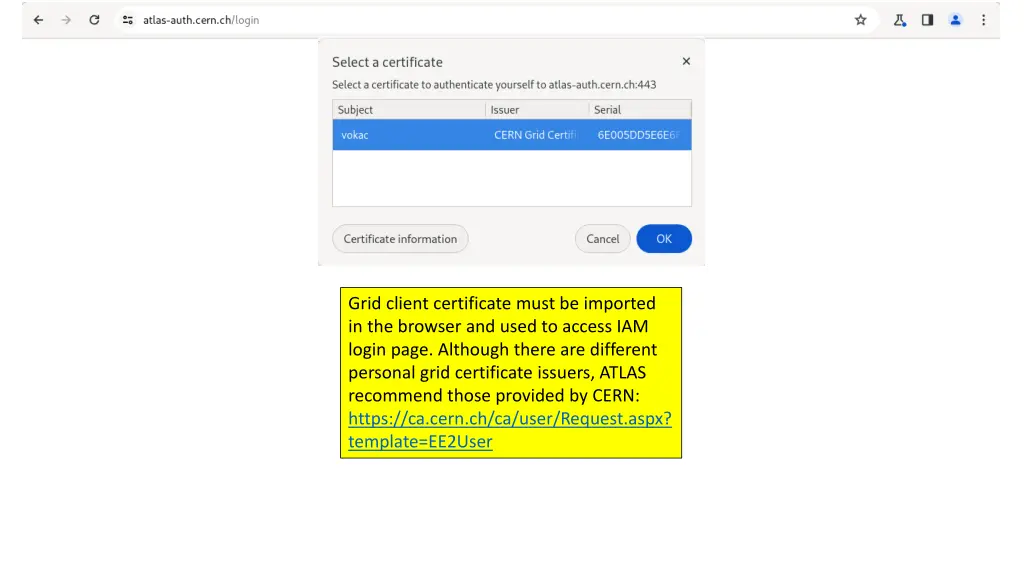 grid client certificate must be imported
