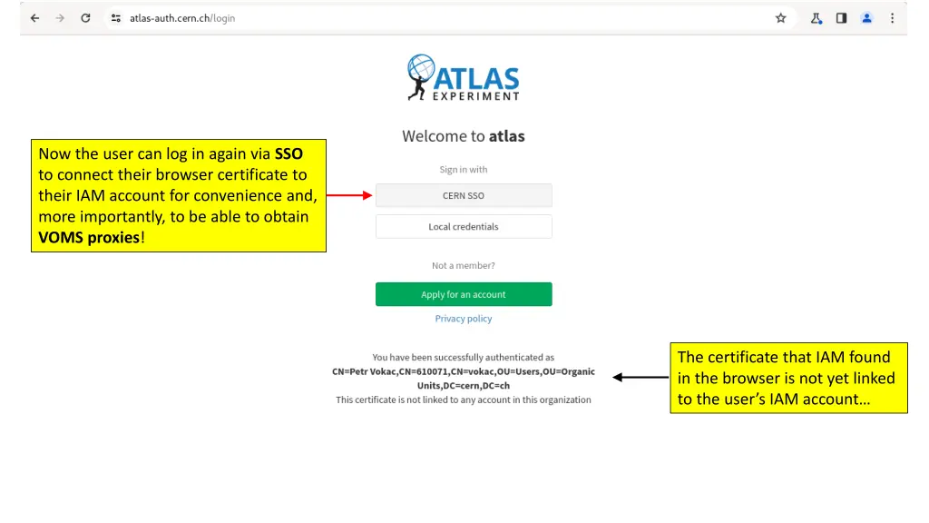 now the user can log in again via sso to connect