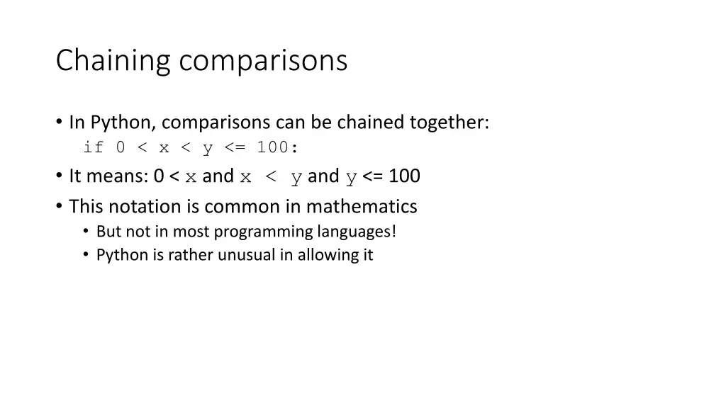 chaining comparisons