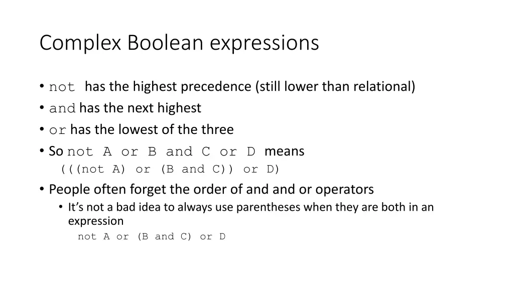 complex boolean expressions