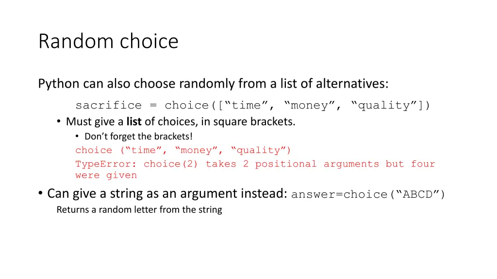 random choice