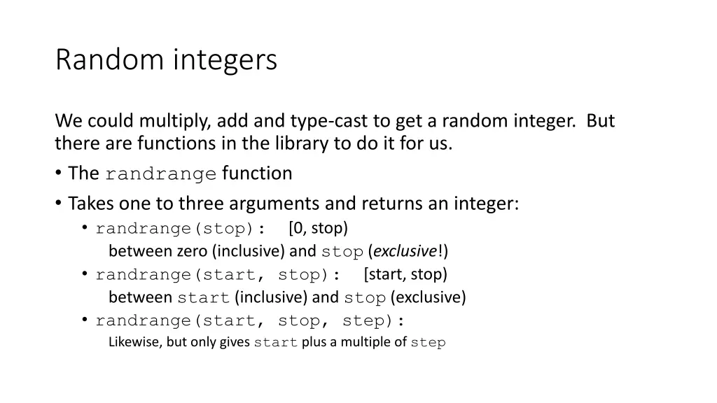 random integers