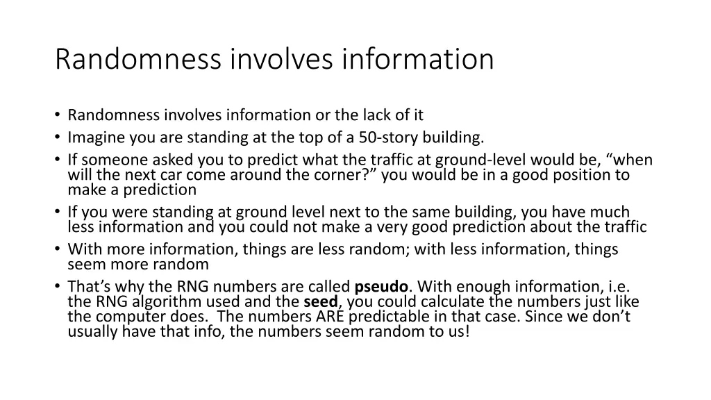 randomness involves information
