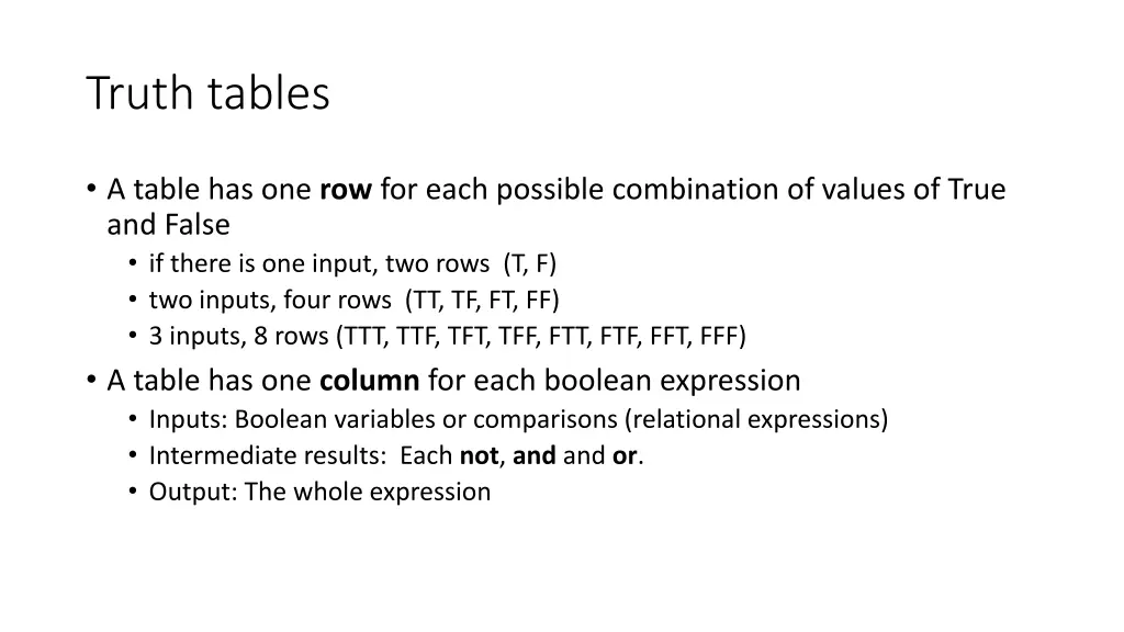 truth tables 1