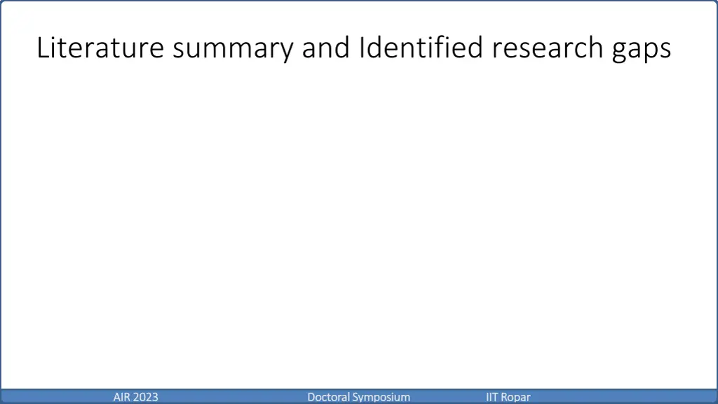 literature summary and identified research gaps