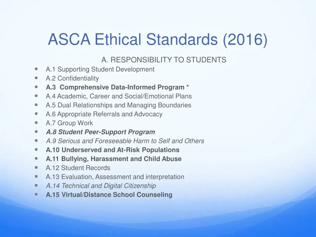 asca ethical standards 2016