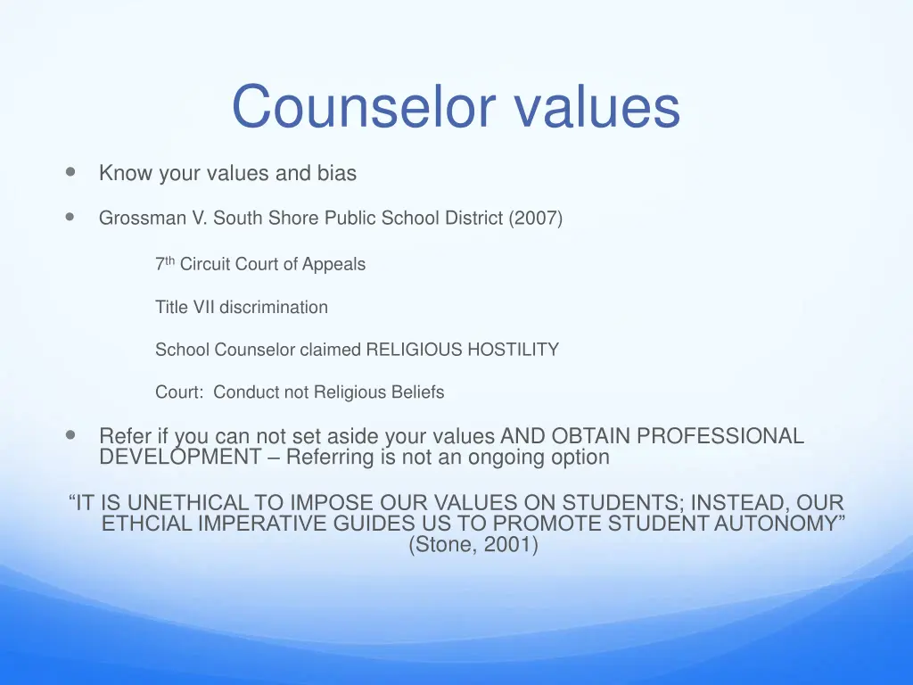 counselor values