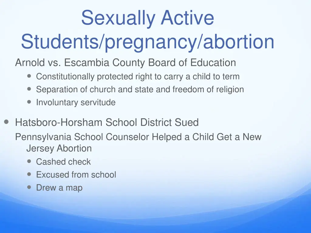 sexually active students pregnancy abortion