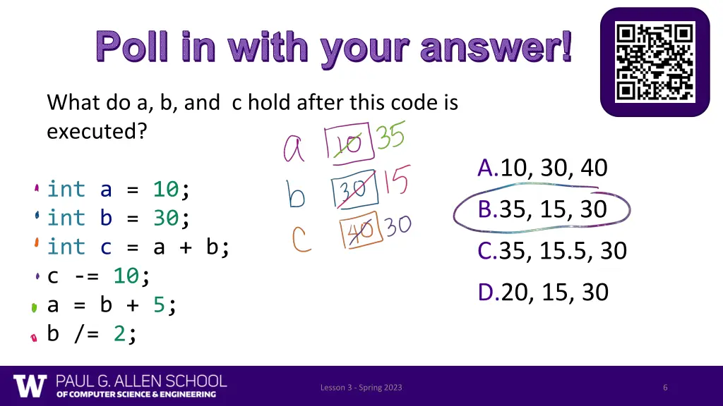 poll in with your answer