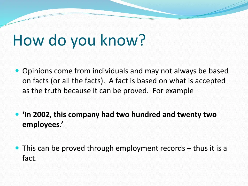how do you know