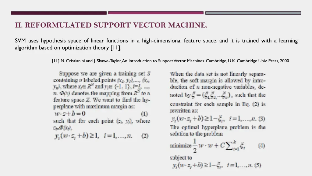 ii reformulated support vector machine