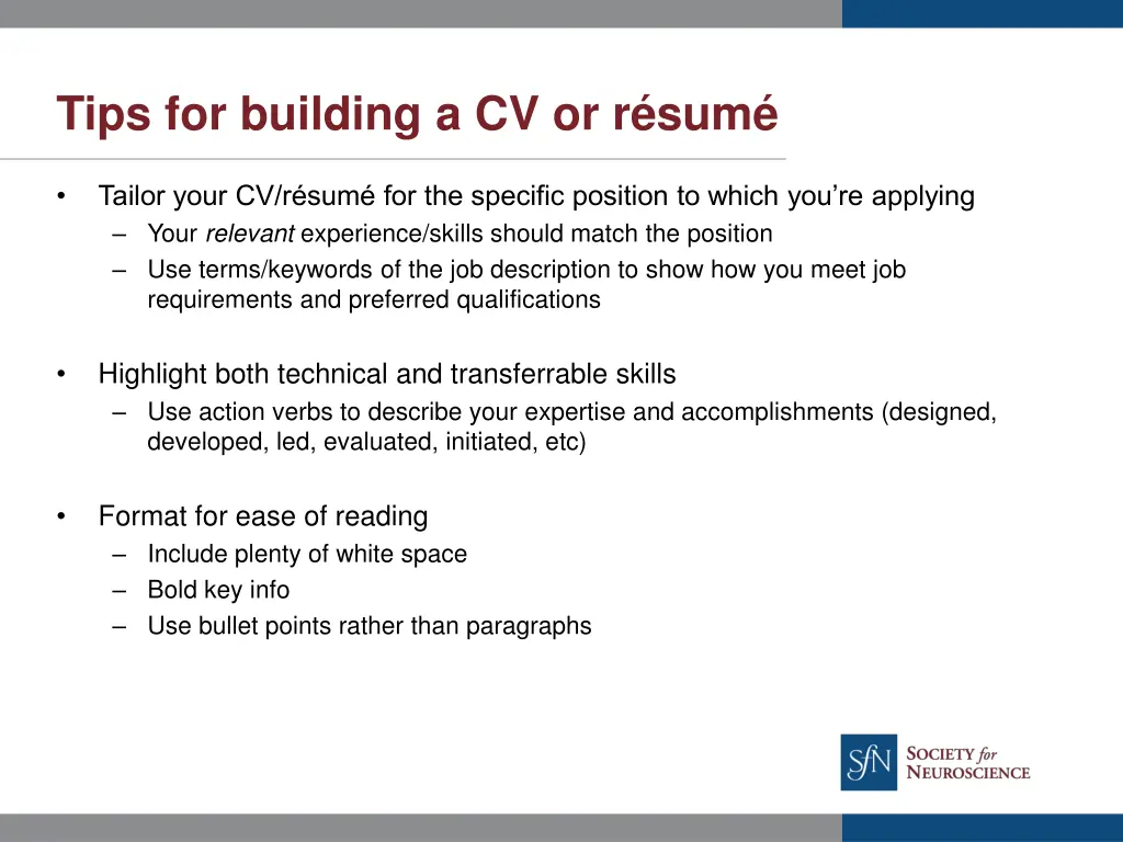 tips for building a cv or r sum