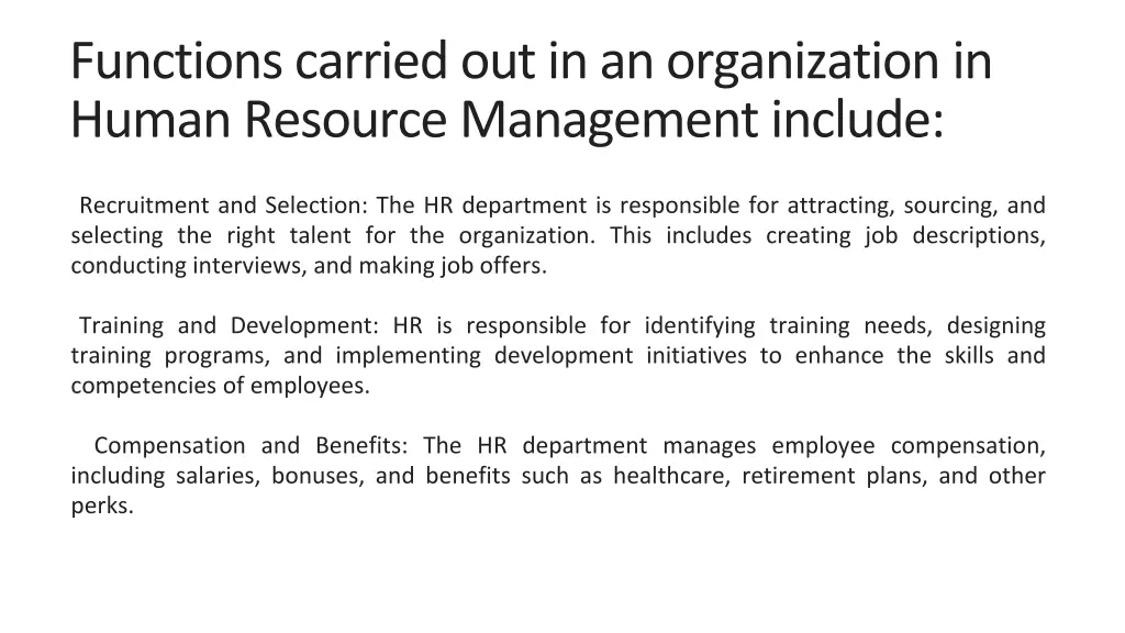 functions carried out in an organization in human 2