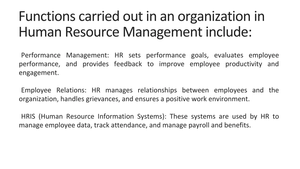 functions carried out in an organization in human 3