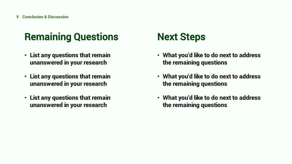 v conclusion discussion 1