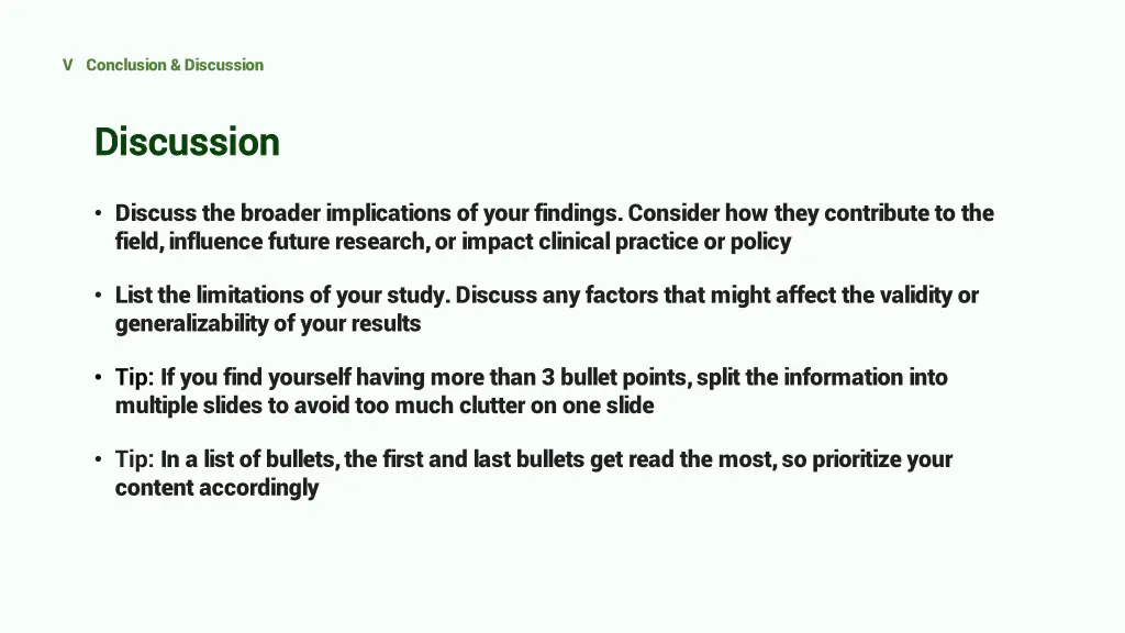 v conclusion discussion